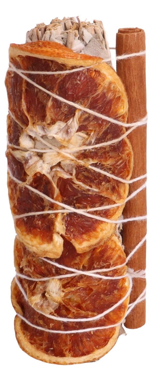 White Sage Smudge Stick with Dried Orange Slices & Cinnamon - GW Senseroom